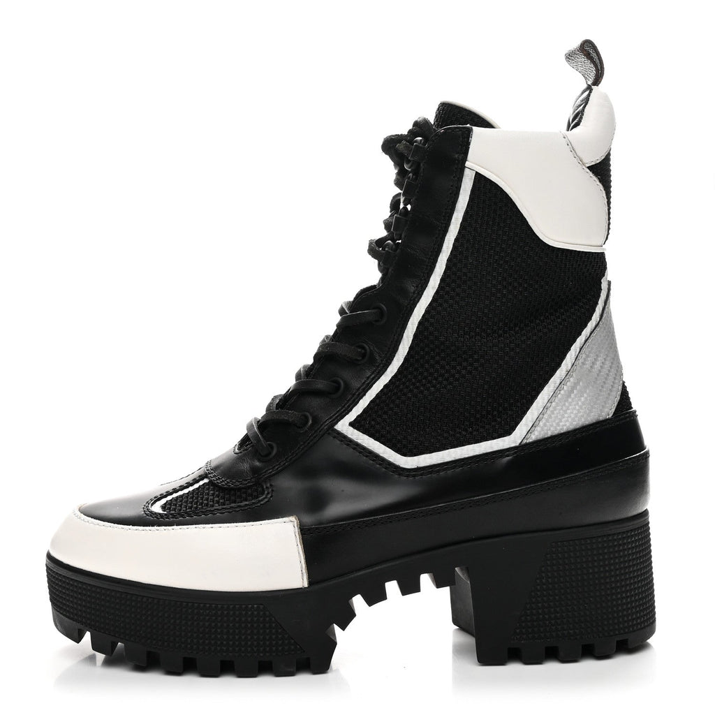 Louis Vuitton Calfskin Technical Nylon Laureate Platform Desert Boot 39 Black White