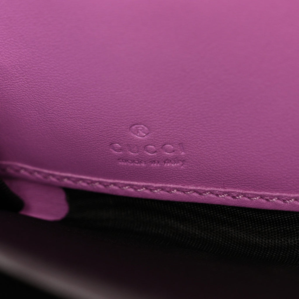 Gucci Calfskin Matelasse GG Marmont Zip Around Wallet Pink