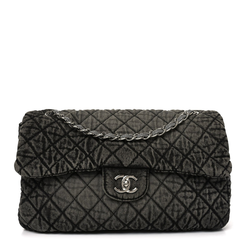 Chanel Denim Quilted Denimpression Flap Grey Black
