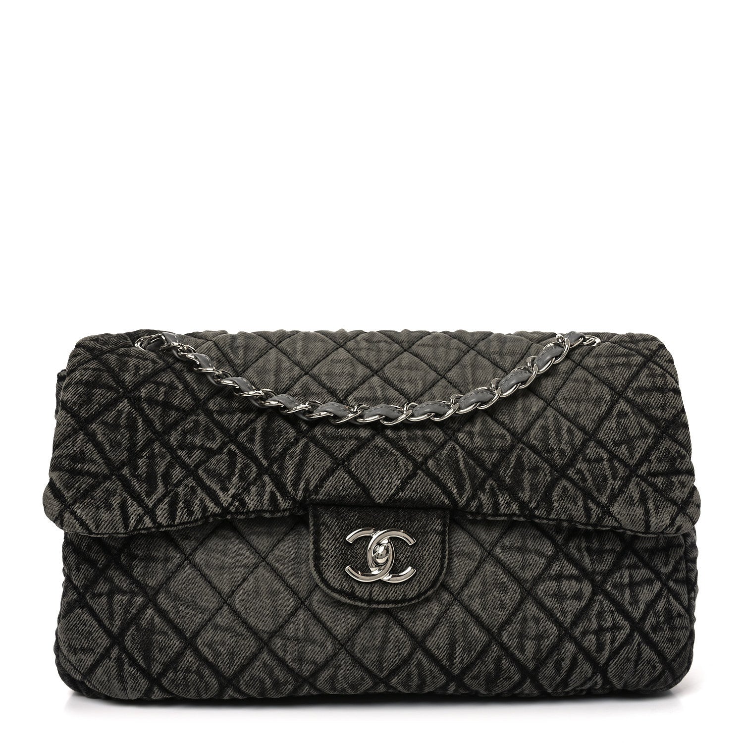 Chanel Denim Quilted Denimpression Flap Grey Black