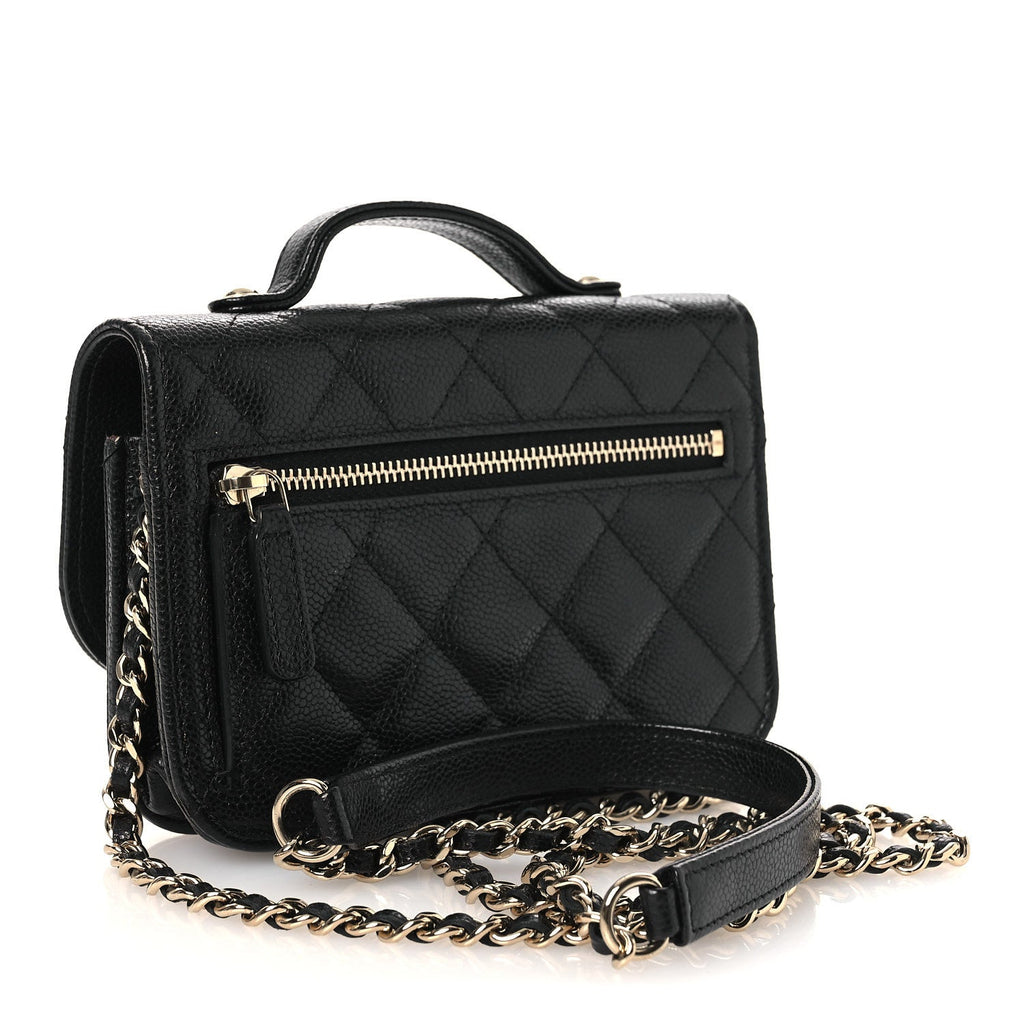 Chanel Caviar Quilted Business Affinity Clutch With Chain Black