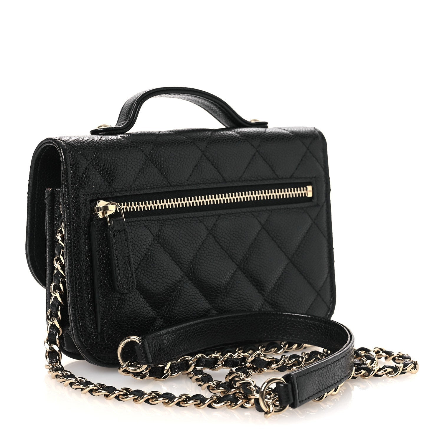 Chanel Caviar Quilted Business Affinity Clutch With Chain Black