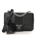 Prada Soft Calfskin Impunture Diagramme Large Chain Flap Shoulder Bag Black