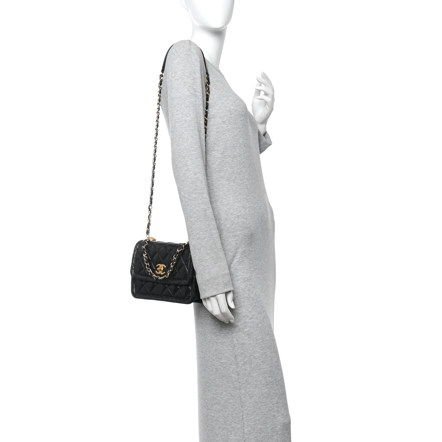 Chanel Shiny Lambskin Quilted Mini Flap Black