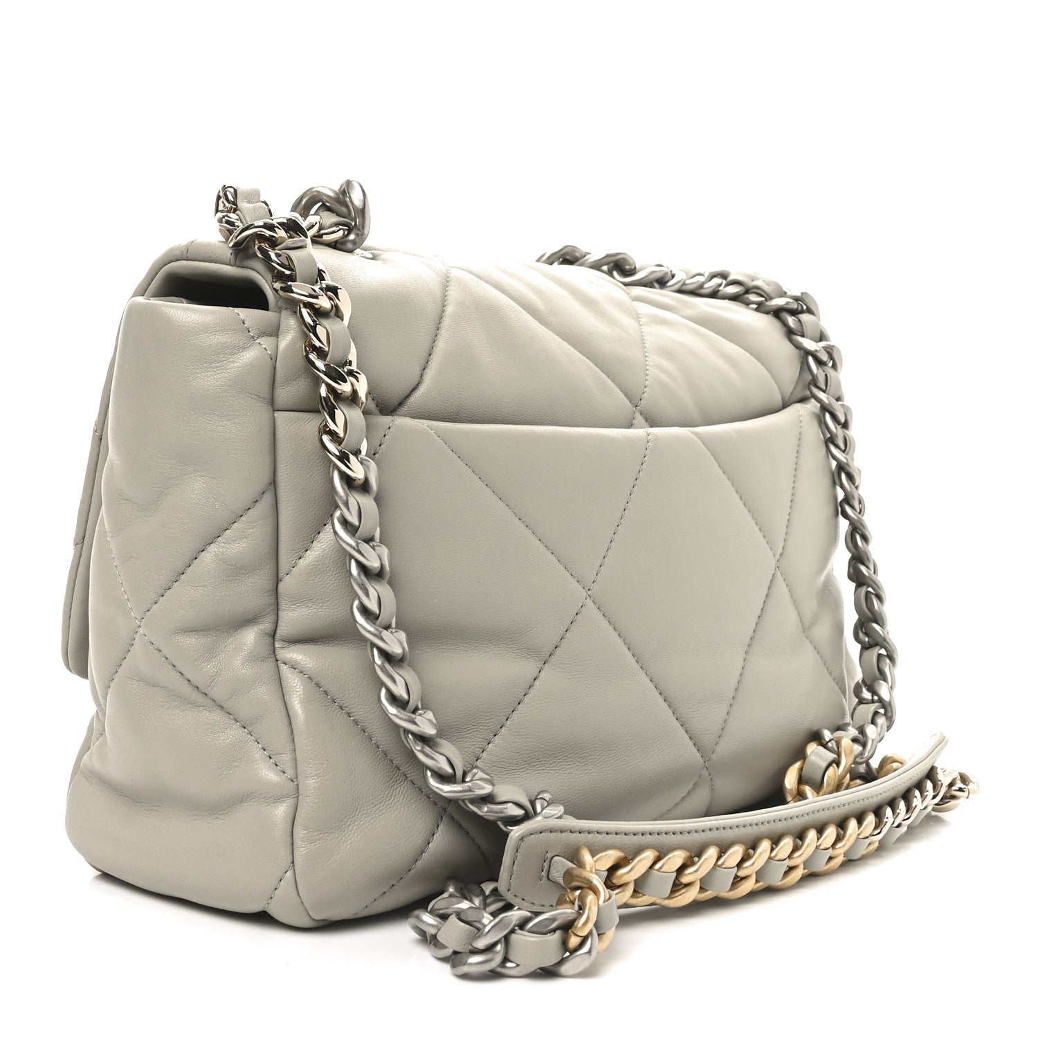 Chanel Lambskin Quilted Large Chanel 19 Flap Grey