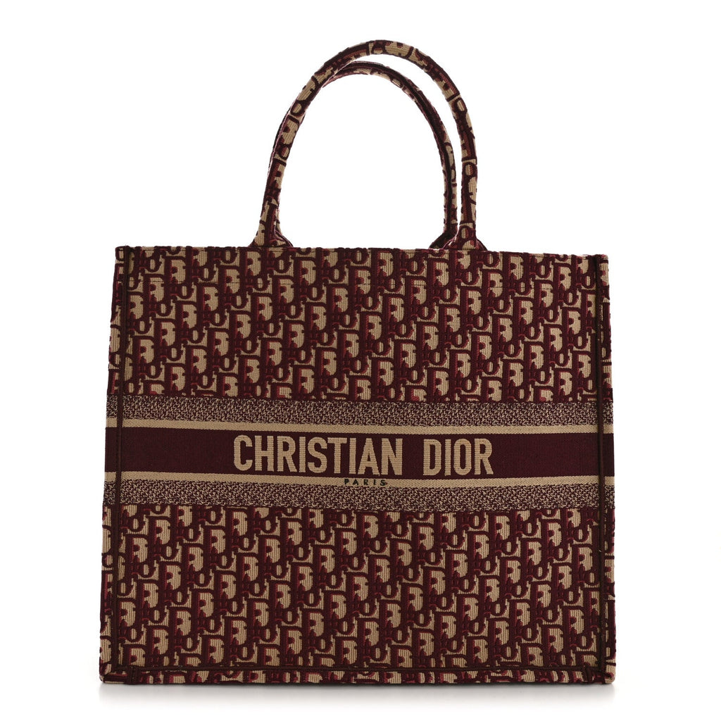 Christian Dior Oblique Large Book Tote Burgundy Multicolor