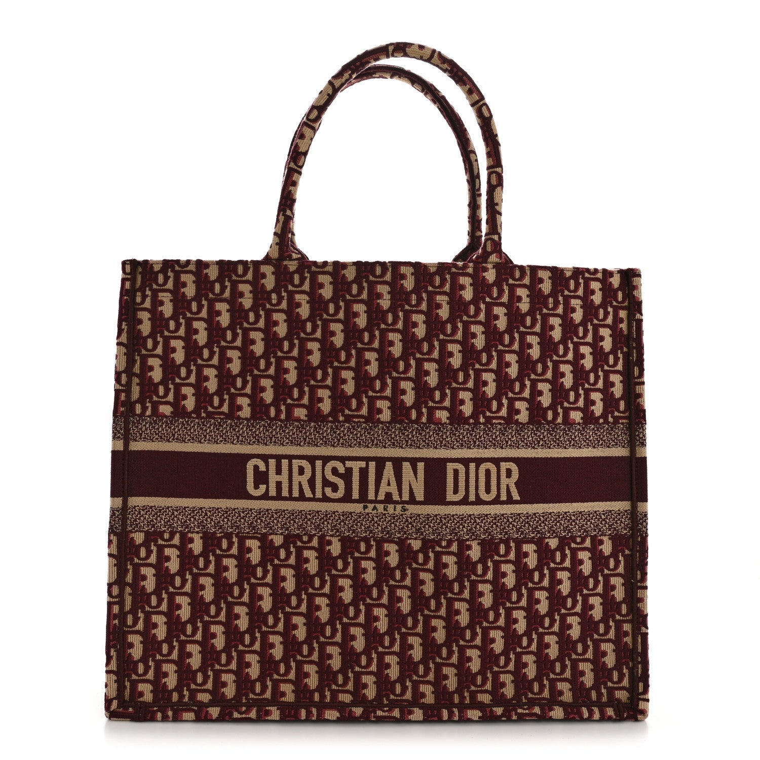 Christian Dior Oblique Large Book Tote Burgundy Multicolor