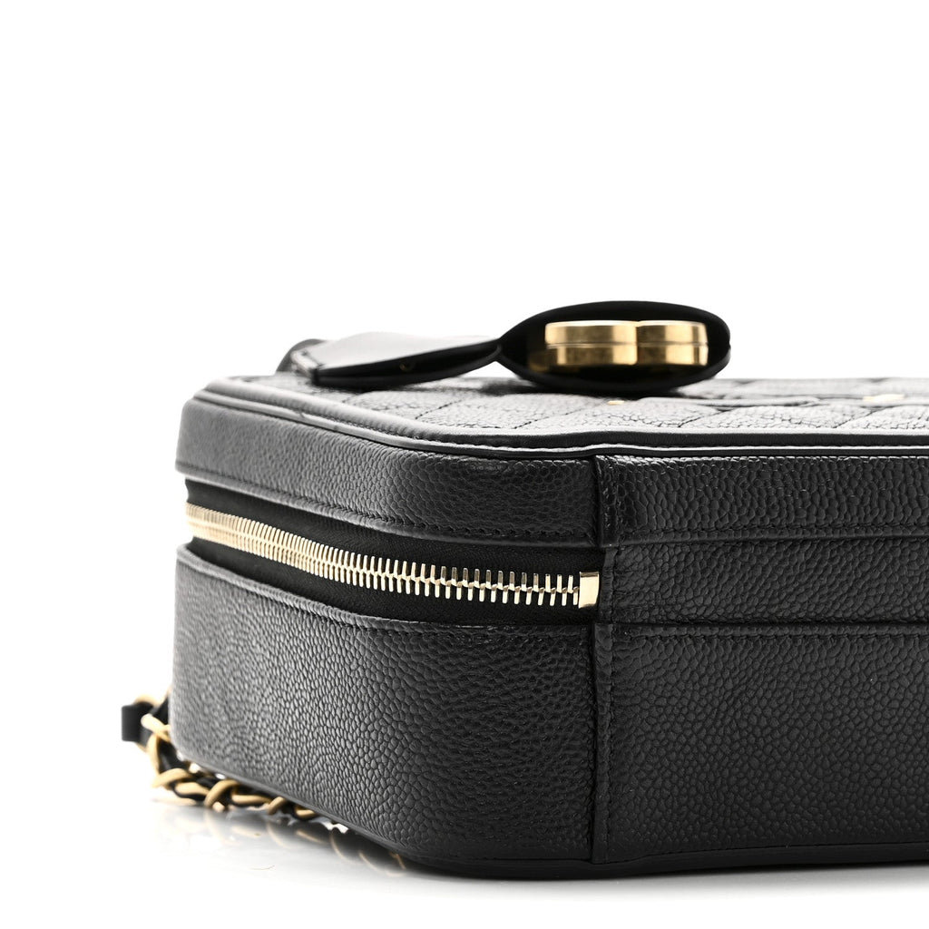 Chanel Caviar Quilted Medium CC Filigree Vanity Case Black