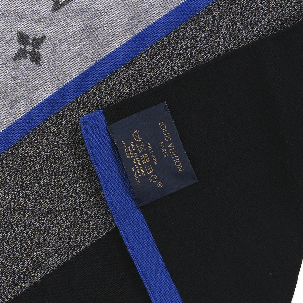 Louis Vuitton Wool Monogram Color Block Scarf Black