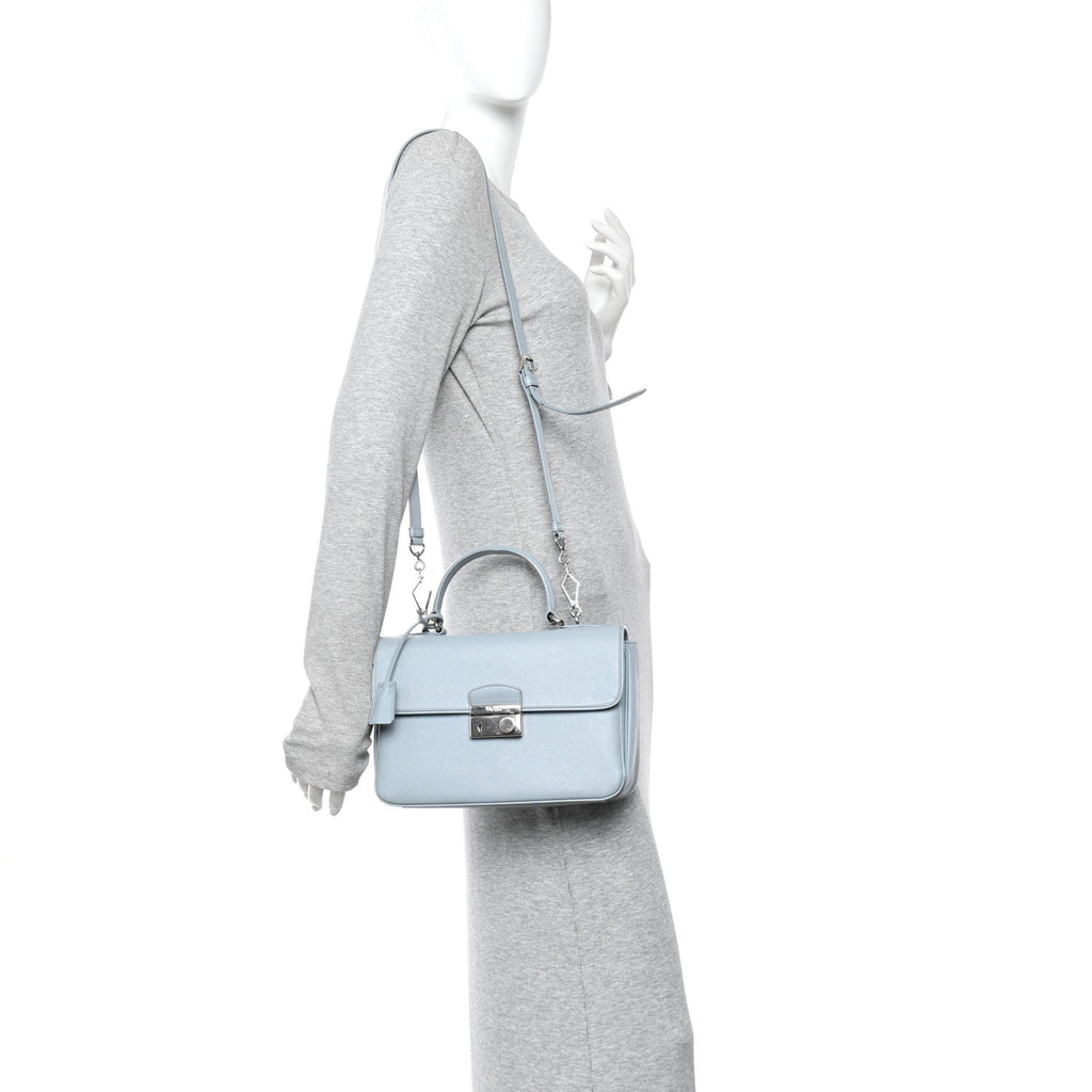 Prada Saffiano Lux Sound Top Handle Light Blue
