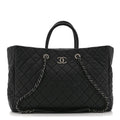 Chanel Caviar Quilted Large Coco Handle Shopping Tote Black