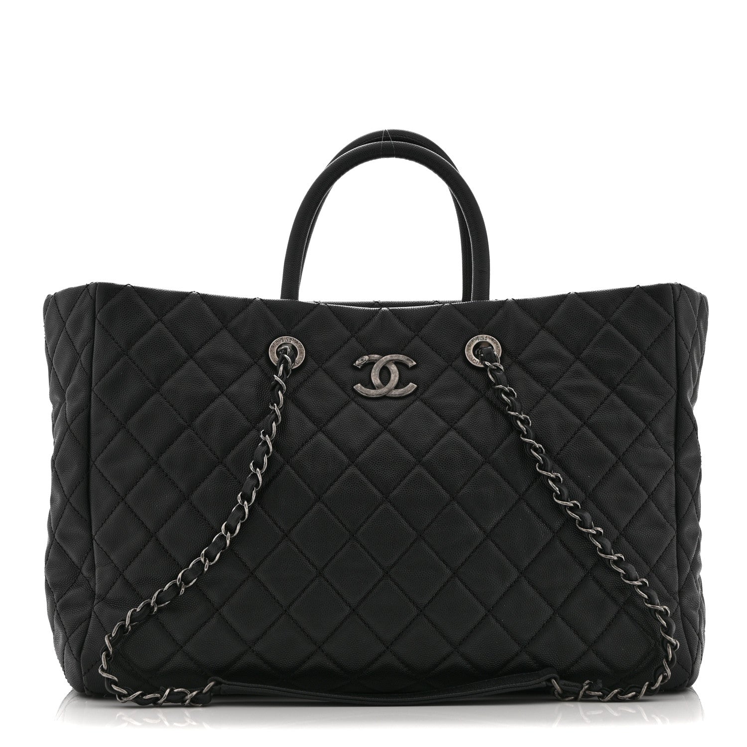 Chanel Caviar Quilted Large Coco Handle Shopping Tote Black