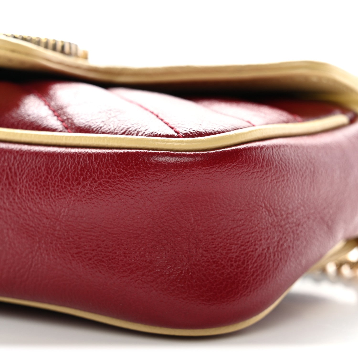 Gucci Vintage Effect Calfskin Matelasse Super Mini Torchon GG Marmont Shoulder Bag Black Beige