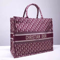 Dior Book Tote Bag In Bordeaux Oblique Embroidered Canvas