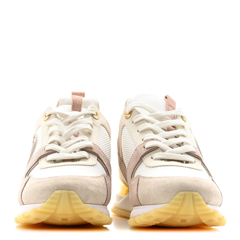 Louis Vuitton Suede Mesh Run Away Sneakers 35.5 White Grey