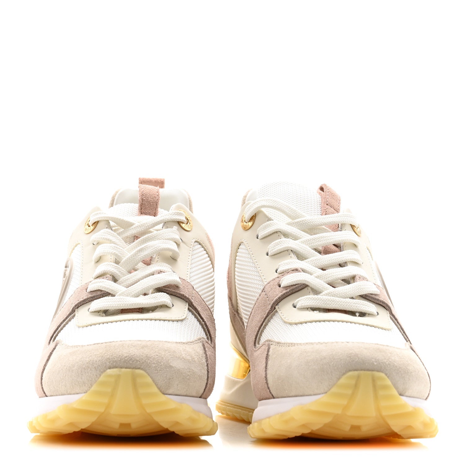 Louis Vuitton Suede Mesh Run Away Sneakers 35.5 White Grey