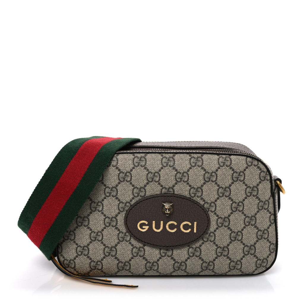 Gucci GG Supreme Monogram Web Neo Vintage Shoulder Bag Beige New Acero Crop