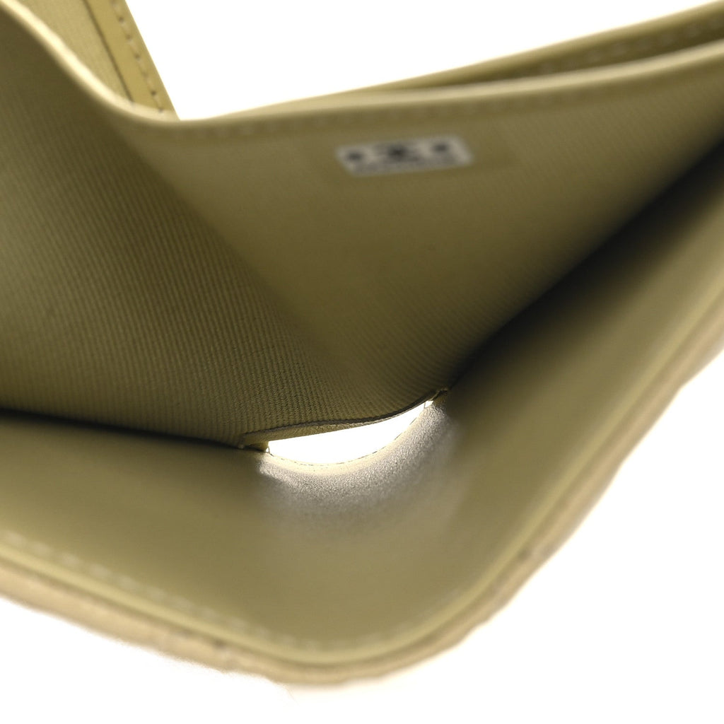Caviar Quilted Compact Flap Wallet Light Green
