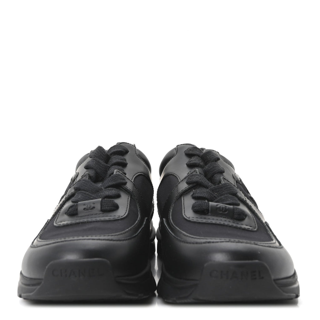 Lambskin Fabric CC Uniform Sneakers 38.5 Black