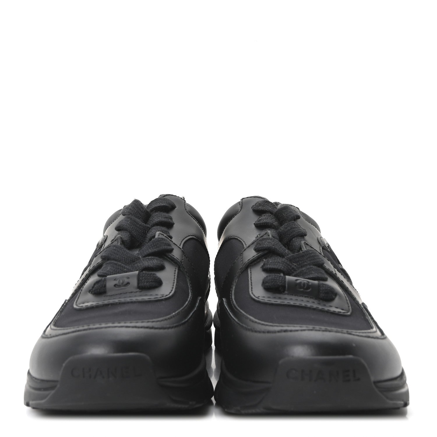 Lambskin Fabric CC Uniform Sneakers 38.5 Black