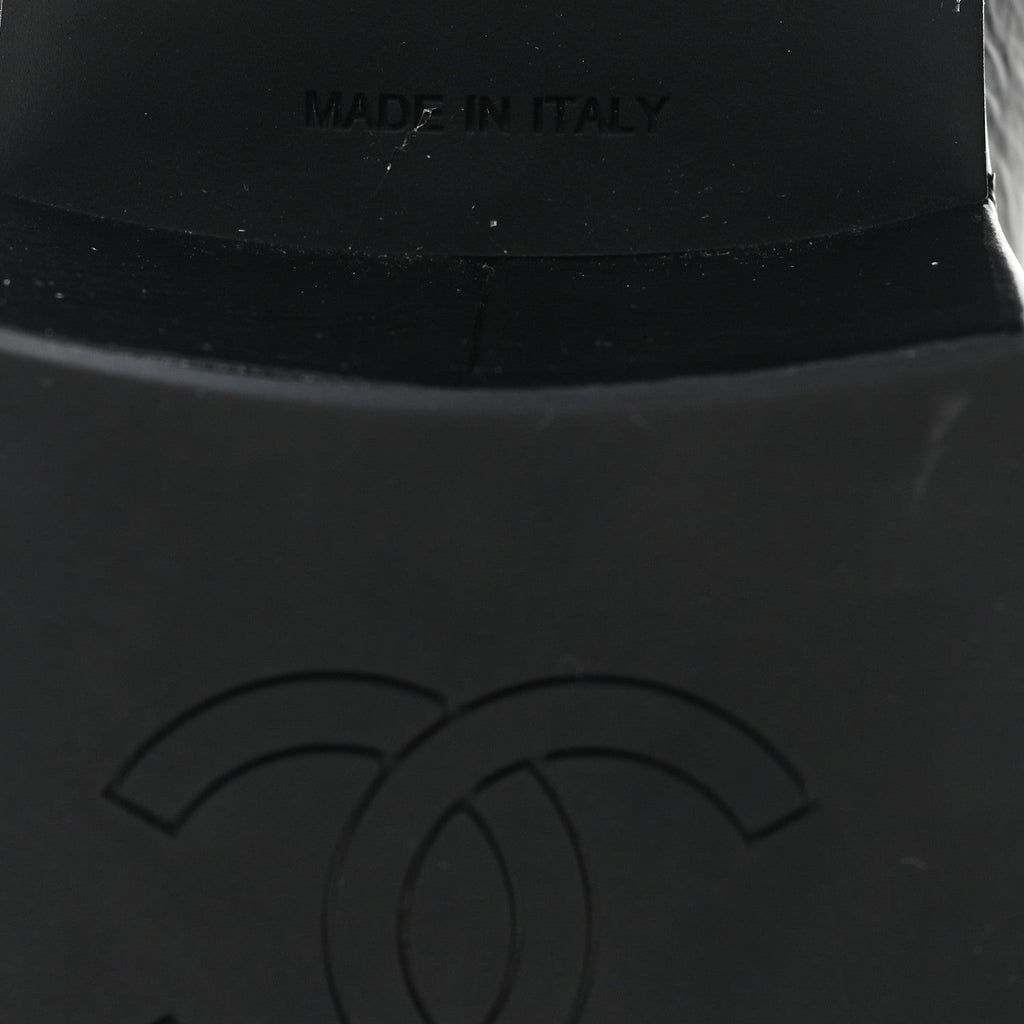 Chanel Shiny Calfskin Logo Loafers 36.5 Black