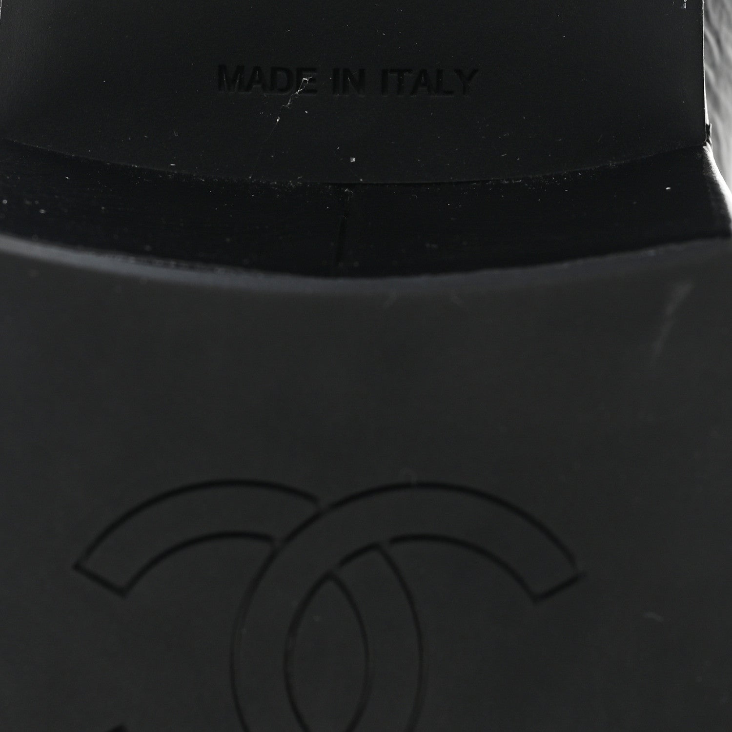Chanel Shiny Calfskin Logo Loafers 36.5 Black