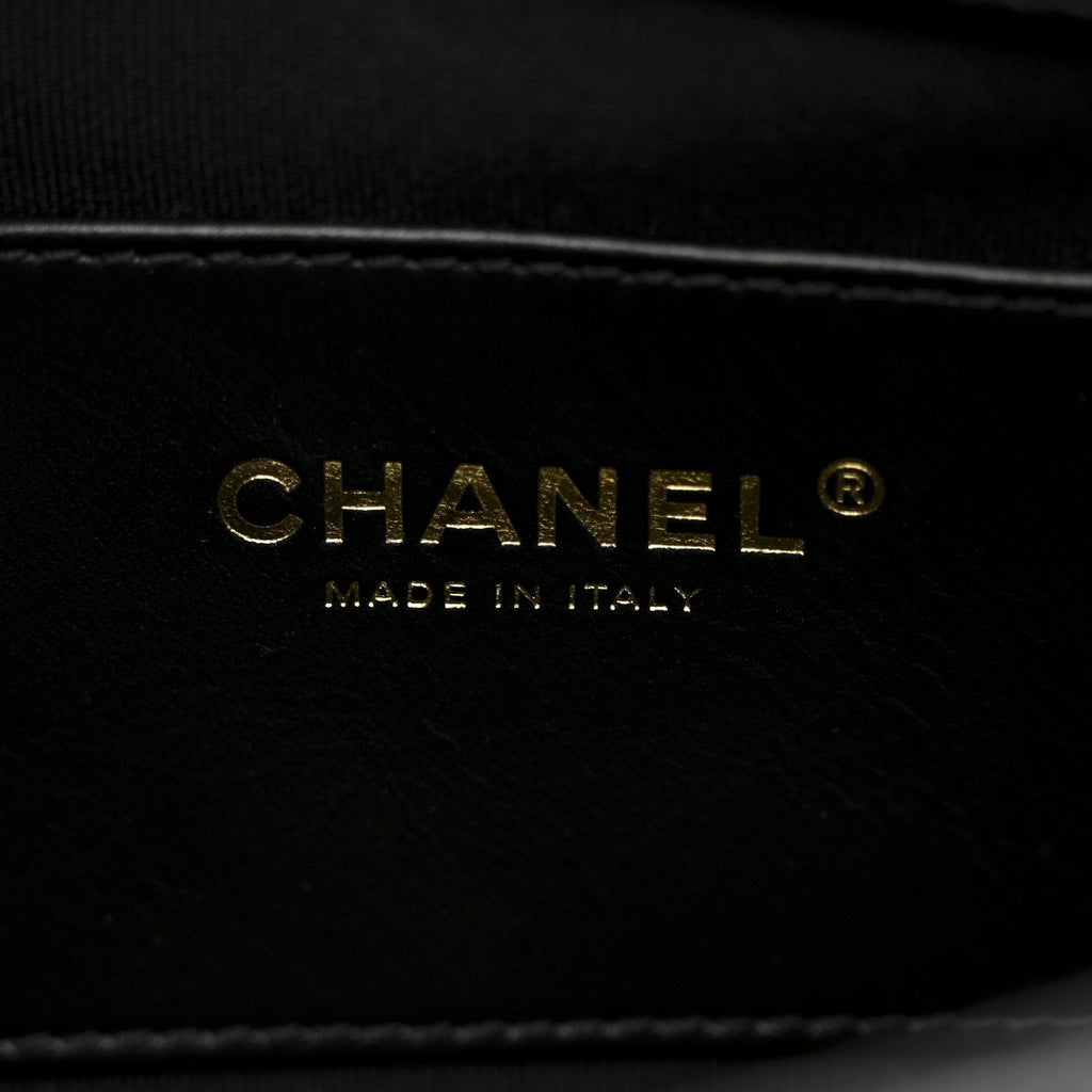 Chanel Caviar Quilted Camellia Chain Around Flap Black