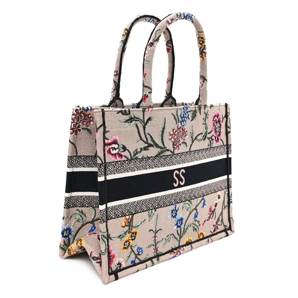 Christian Dior Canvas Embroidered Petites Fleurs Medium Book Tote Rose Multicolor
