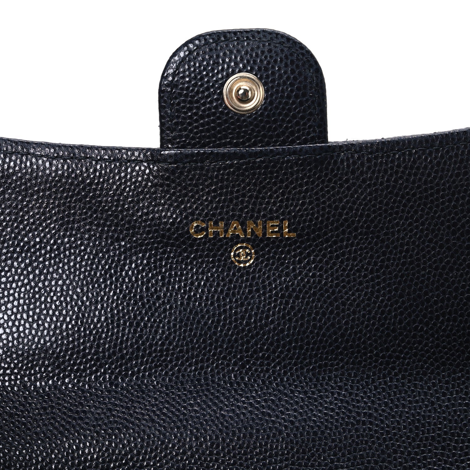 Caviar Quilted Large Gusset Flap Wallet Navy