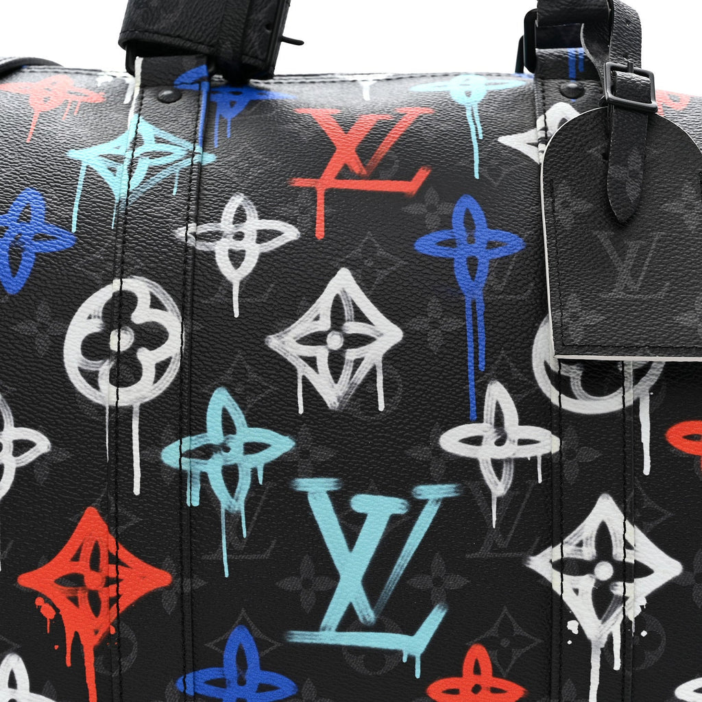 Louis Vuitton Monogram Eclipse LV Graffiti Keepall Bandouliere 50 Multicolor