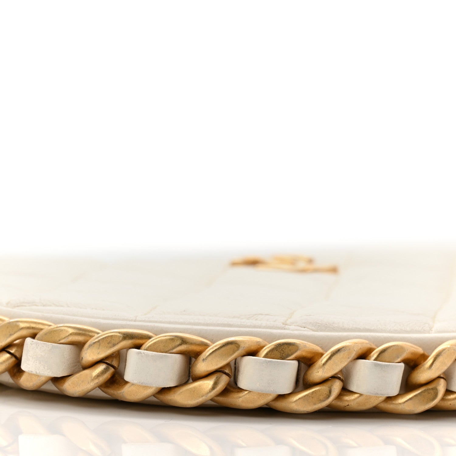 Chanel Shiny Crumpled Lambskin Quilted Trendy Chain Around Hobo White