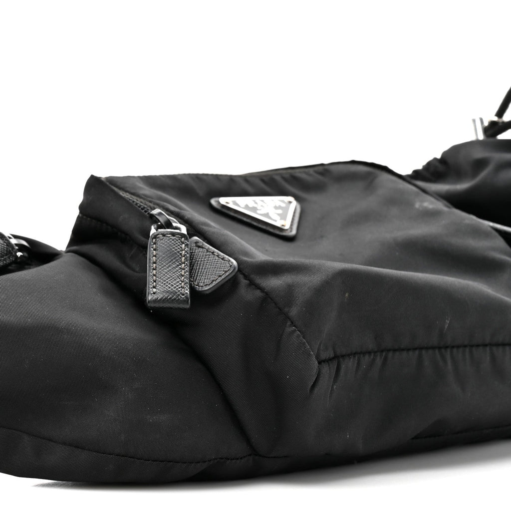 Prada Re-Nylon Saffiano Metal Triple Pocket Belt Bag Black
