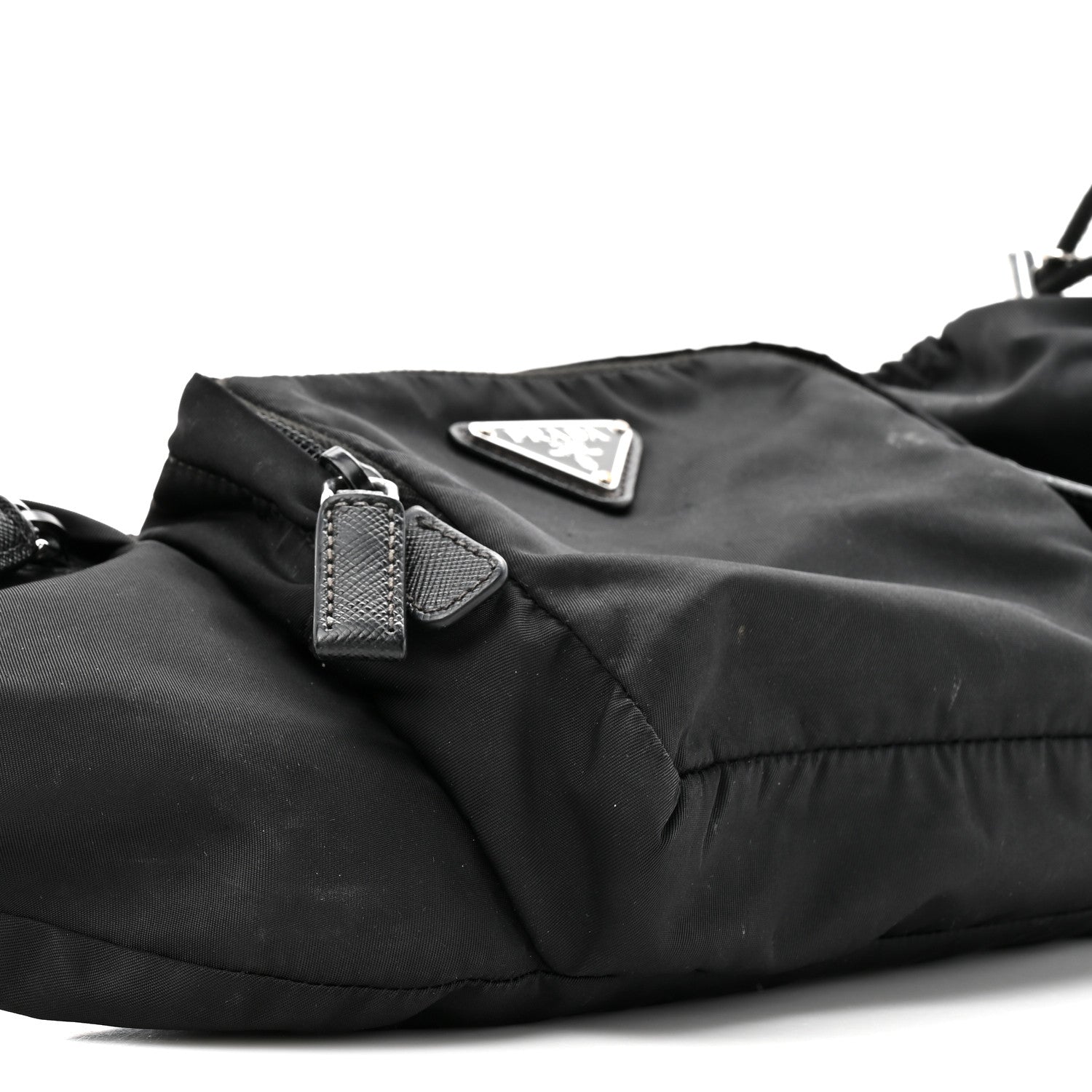 Prada Re-Nylon Saffiano Metal Triple Pocket Belt Bag Black