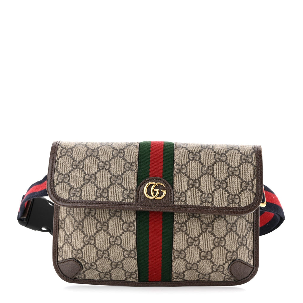 Gucci GG Supreme Monogram Web Small Ophidia Belt Bag Brown