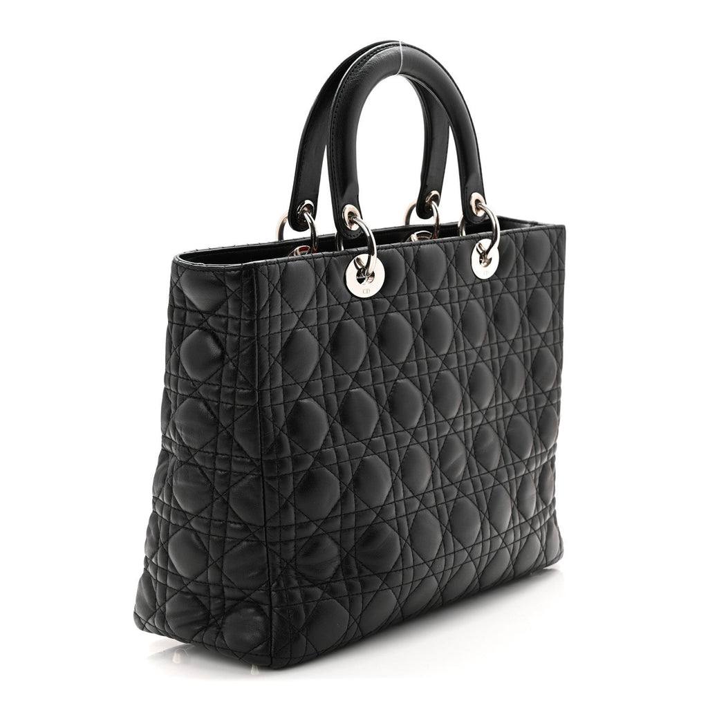 Christian Dior Lambskin Cannage Large Lady Dior Black