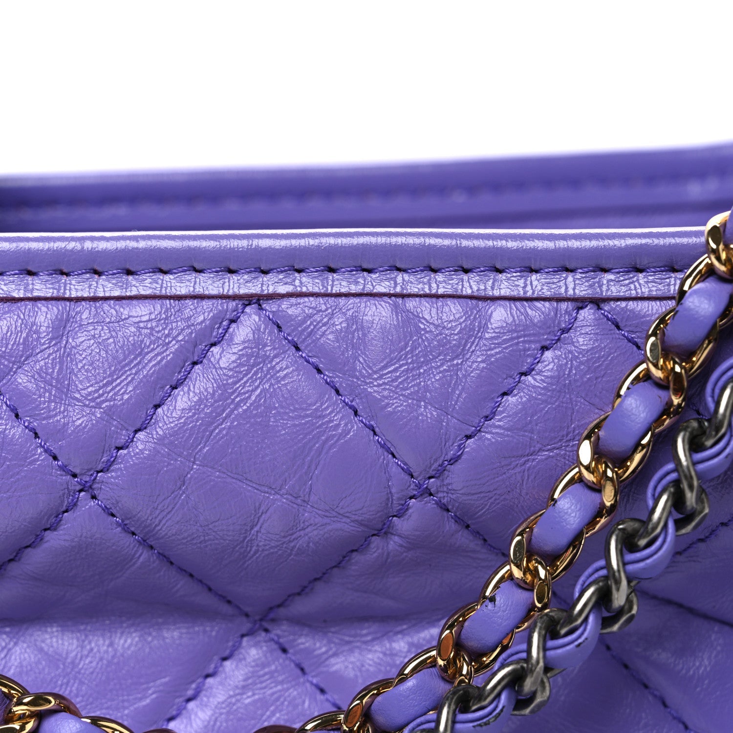 Chanel Aged Calfskin Quilted Small Gabrielle Hobo Purple