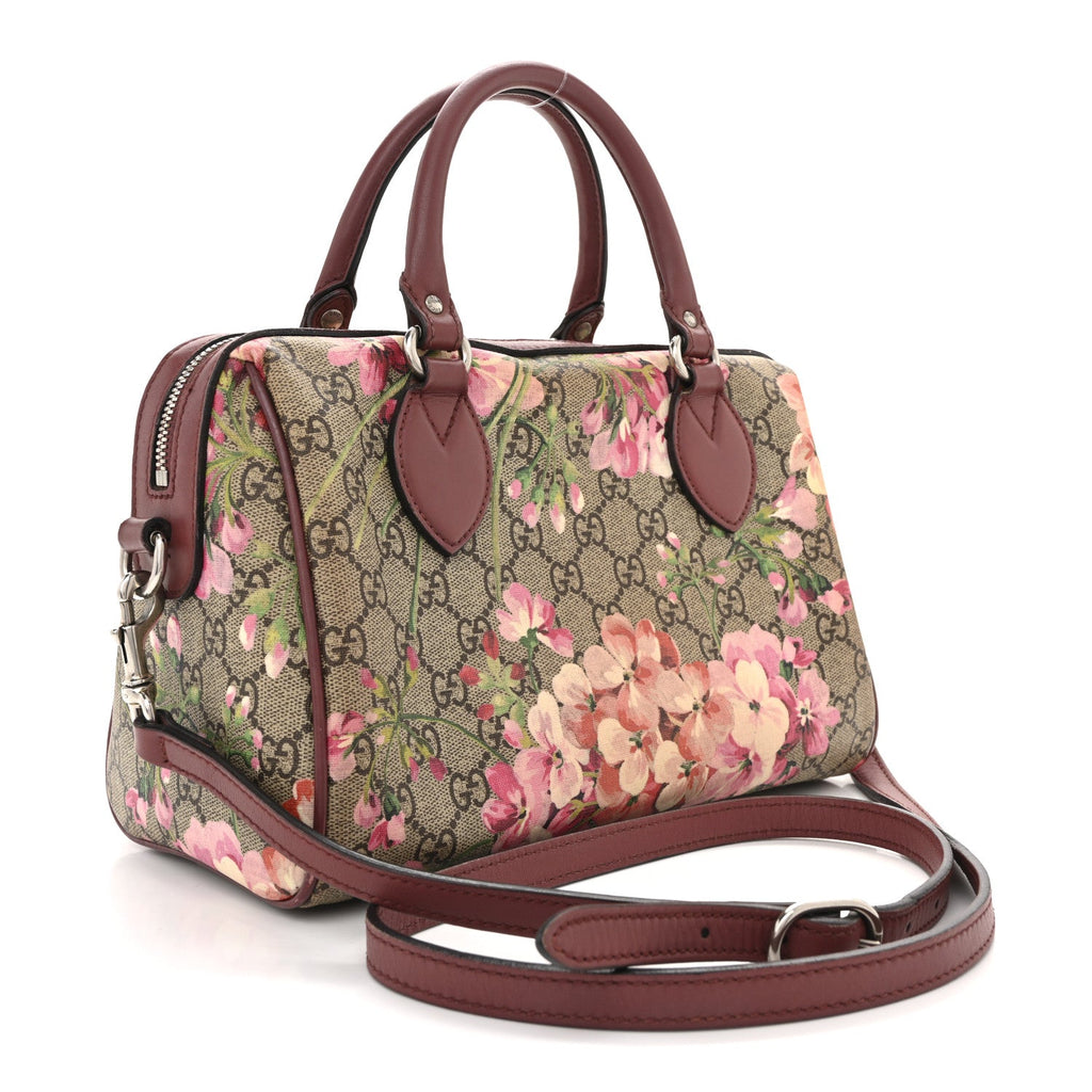 Gucci GG Supreme Monogram Blooms Small Boston Beige Multicolor Dry Rose