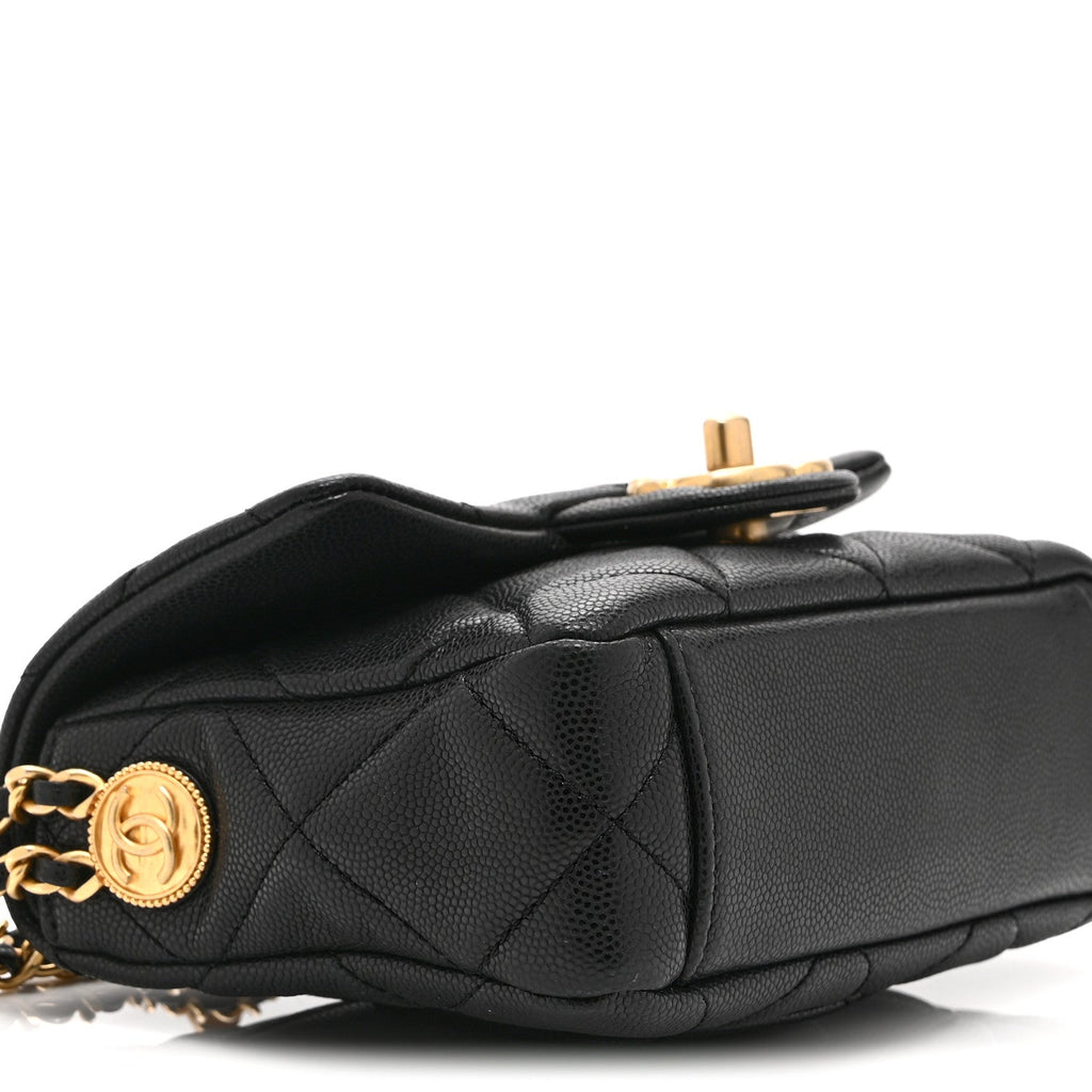 Chanel Caviar Quilted Mini Twist Your Buttons Flap Black