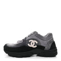 Chanel Suede Calfskin CC Sneakers 36.5 Black Grey