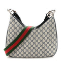 Gucci GG Supreme Monogram Textured Calfskin Web Large Attache Shoulder Bag Beige Blue
