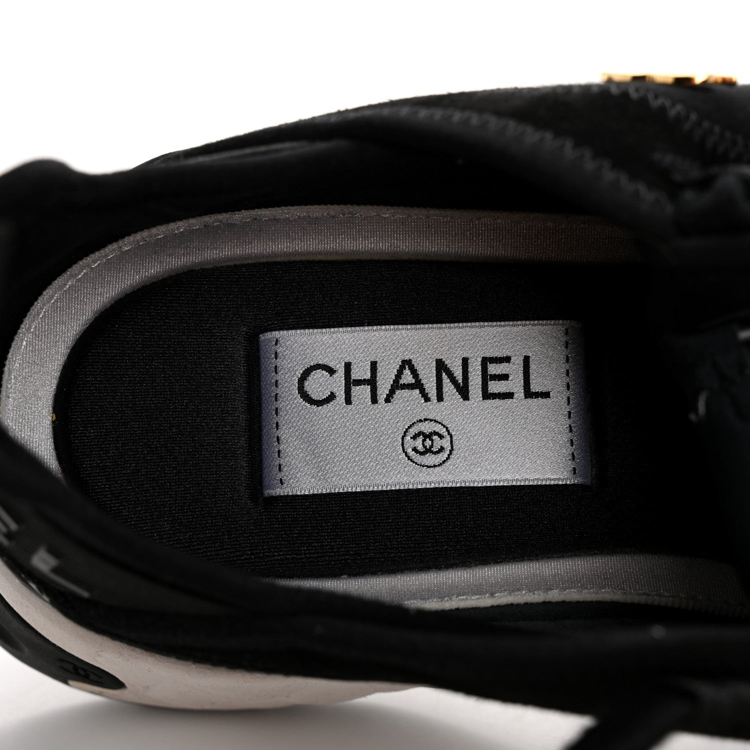 Chanel Velvet Calfskin Mixed Fibers CC Sneakers 38 Black