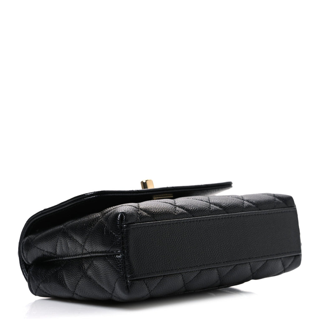 Chanel Caviar Quilted Coco Handle Clutch With Chain Black