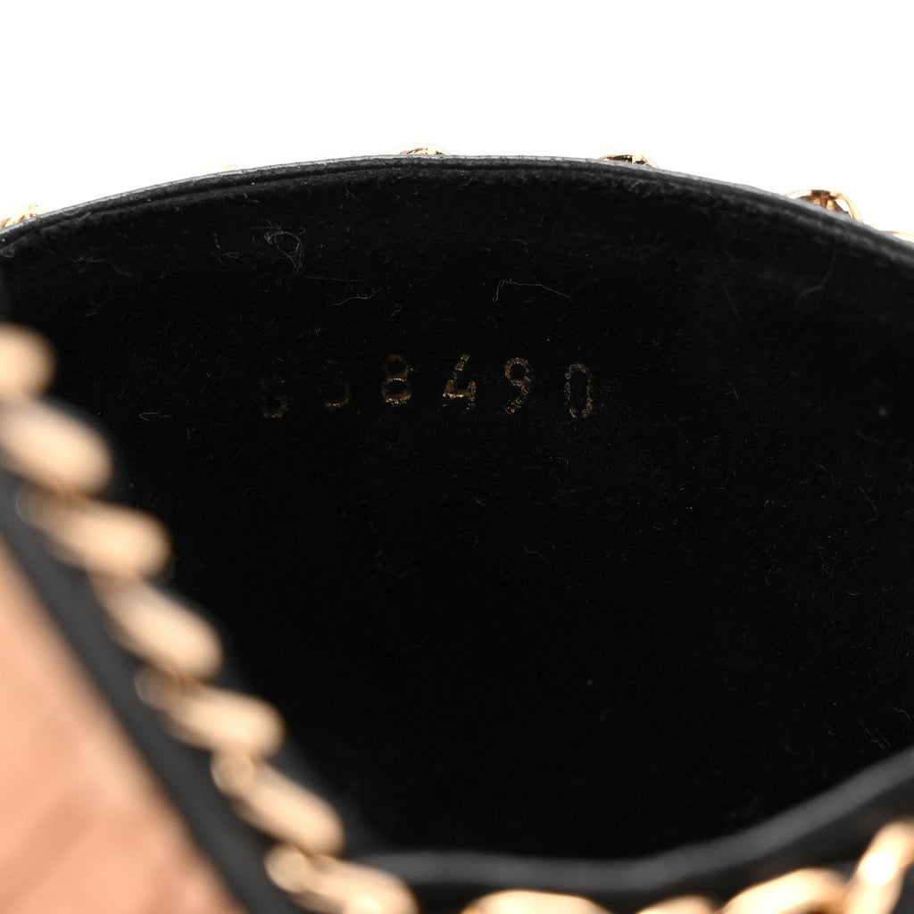 Lambskin Chain Cork Slide Sandals 38 Black