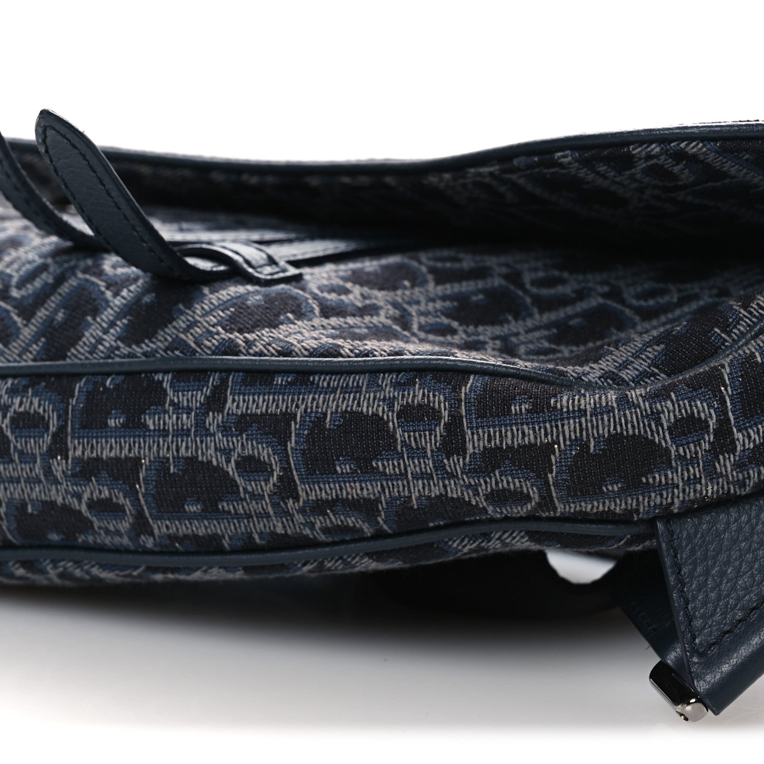 Christian Dior Oblique Mens Saddle Bag Black Blue