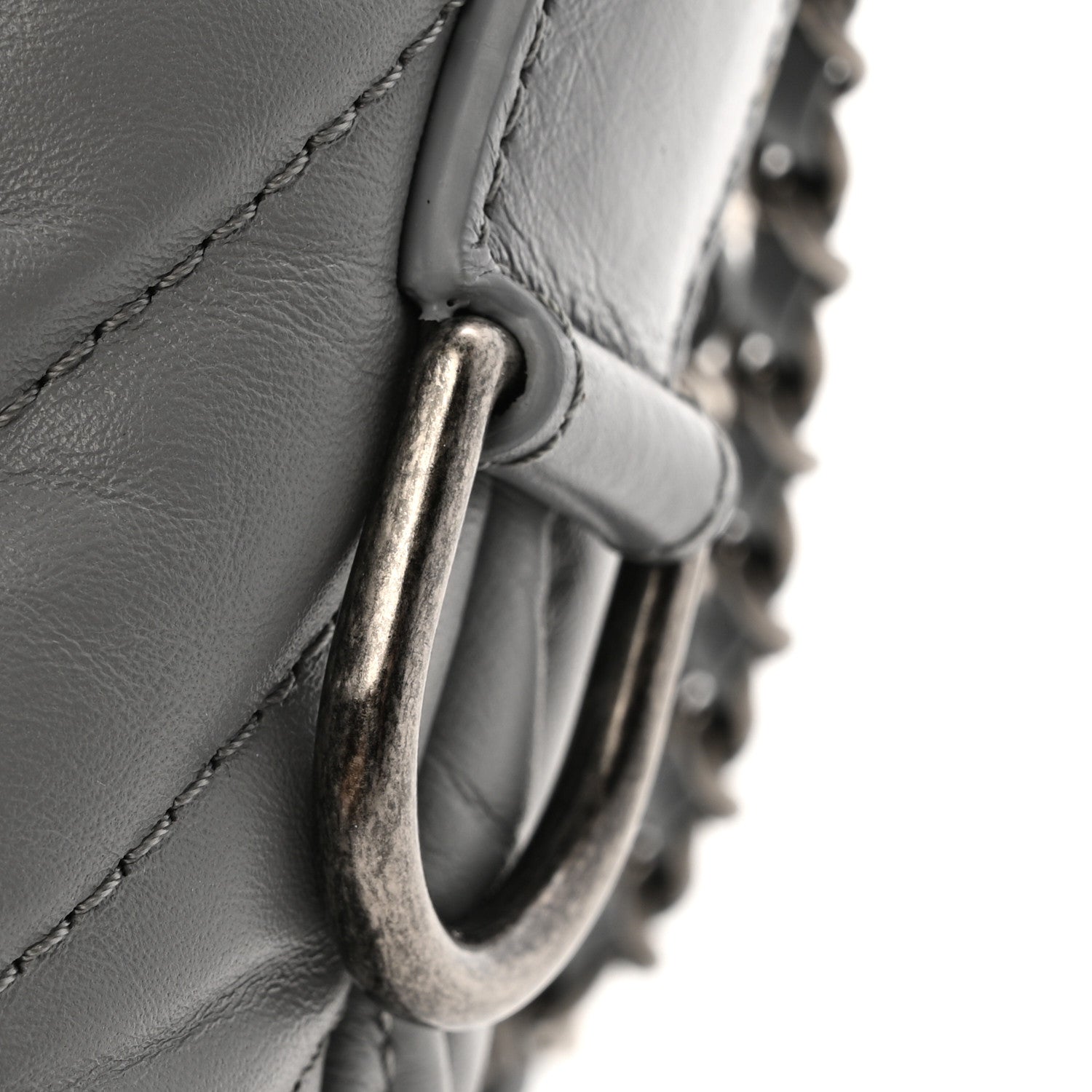 Chanel Aged Calfskin Chevron Quilted Small Gabrielle Hobo Grey
