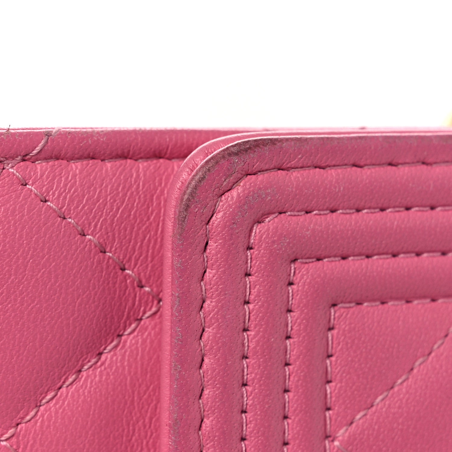 Chanel Lambskin Quilted Boy Square Wallet on Chain WOC Pink