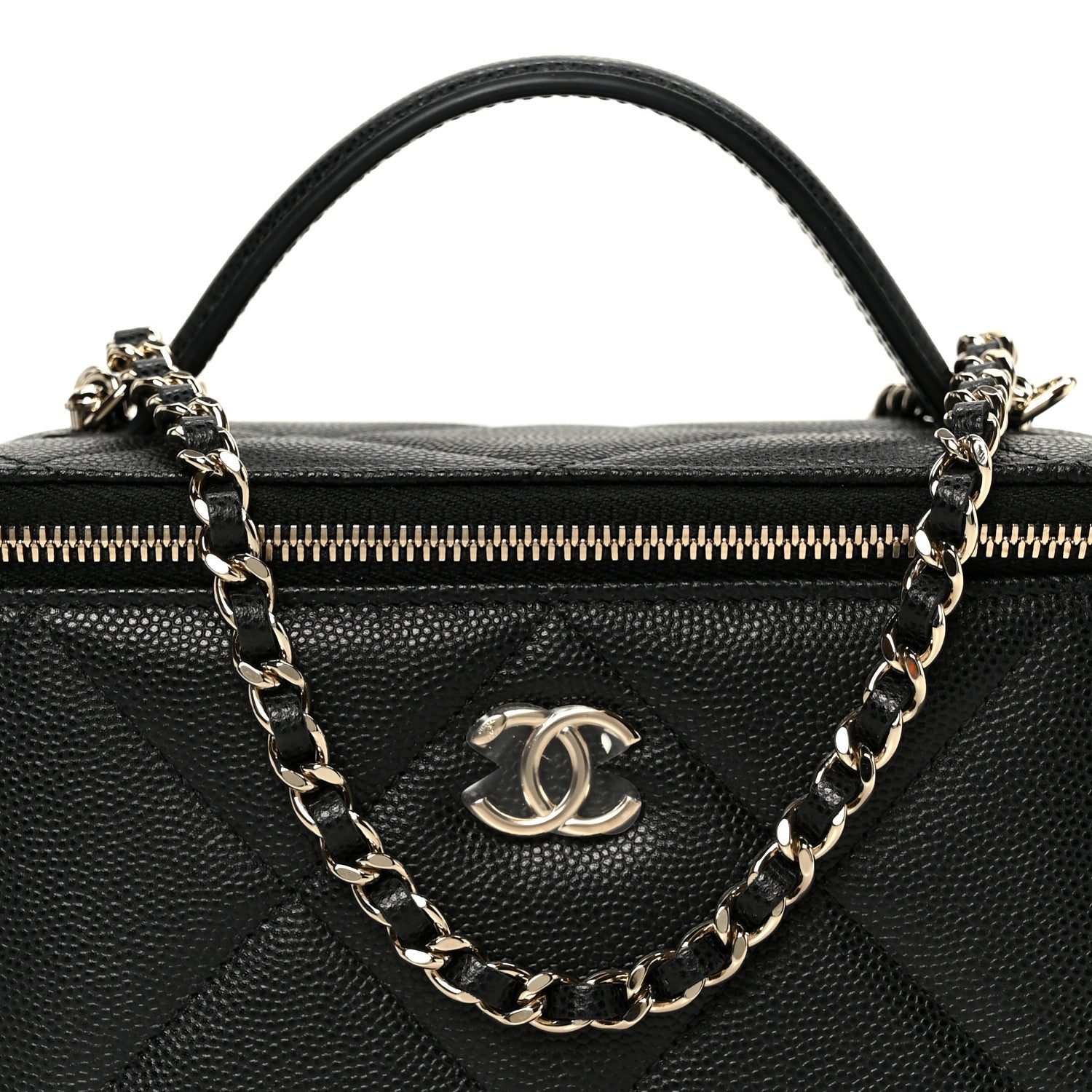 Chanel Caviar Quilted Top Handle Long Vanity Black