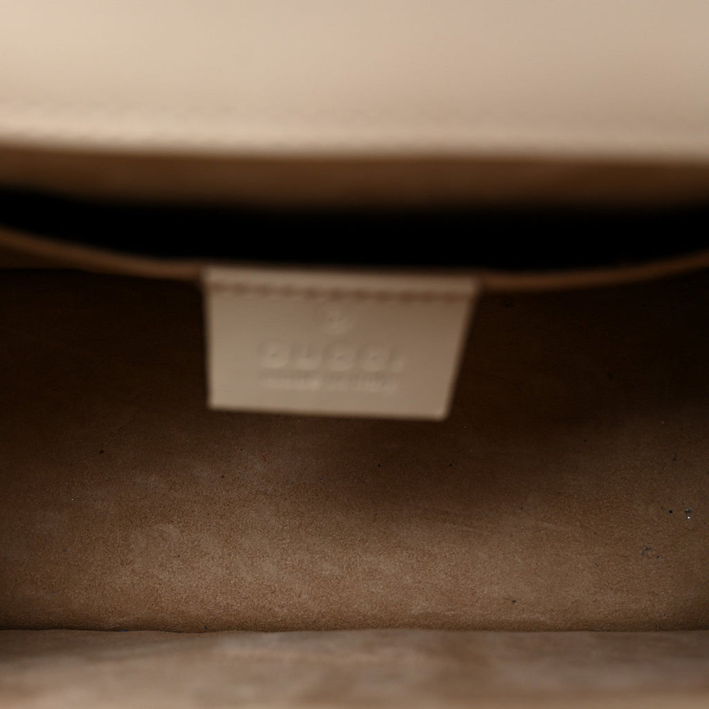 Gucci Calfskin Mini Sylvie Top Handle Bag White