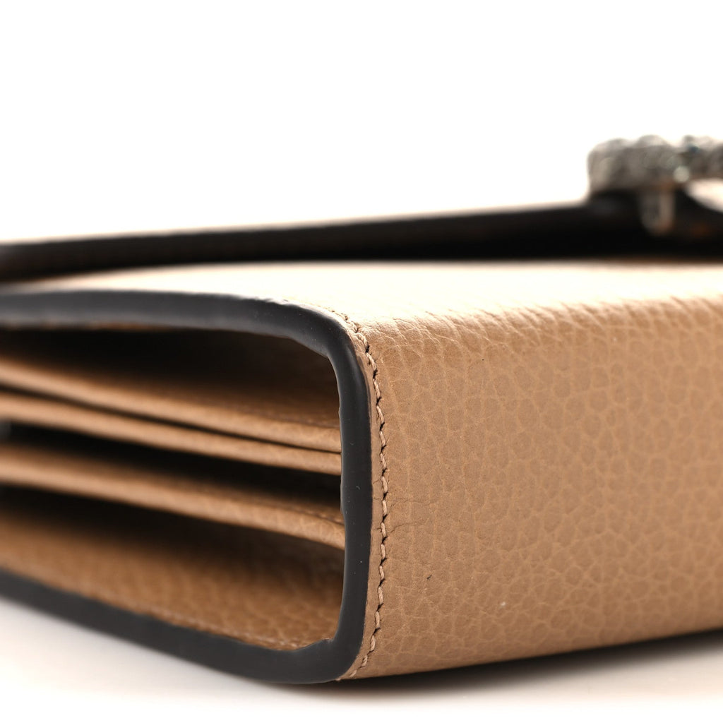 Gucci Dollar Calfskin Crystal Mini Dionysus Chain Wallet Natural Tan Black Diamond