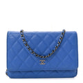 Chanel Caviar Quilted Wallet on Chain WOC Blue